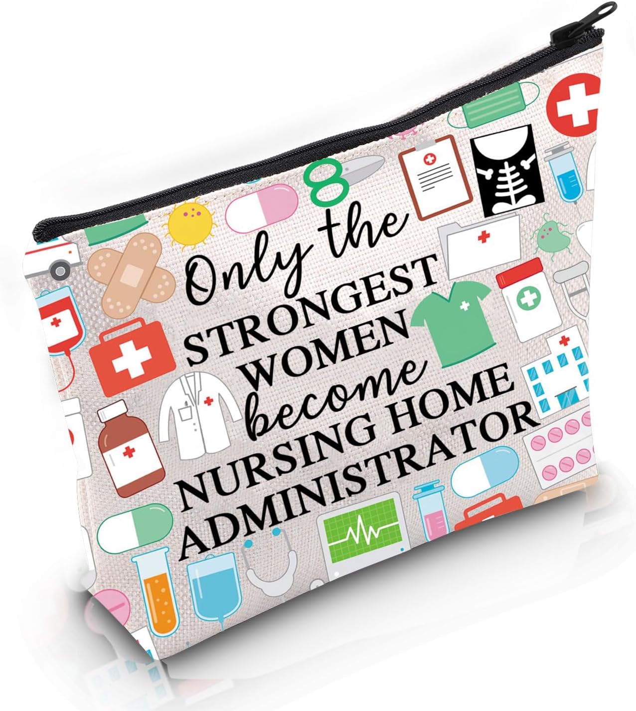 VAMSII Nursing Home Admin Appreciation Gift Strongest Women Nursing Home Administrator Makeup Bag Nursing Gift Cosmetic Bag (Nursing Home Administrator M)