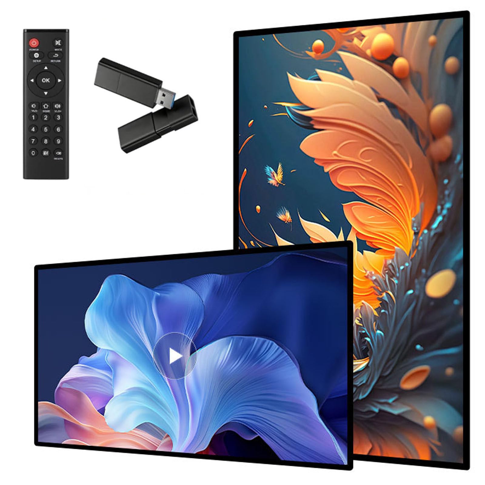 Drmoxin Digital Kiosk,Advertising Media Player,Digital Signage,LCD Monitor Advertising Screen,U-Disk Plug&Play,HDMI/USB/WiFi,Landscape+Portrait Switching+Looping+Smart Split Screen 15.6in
