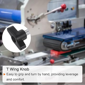 sourcing map Tee Wing Knobs M8x100mm Metric Thread 36mm Z/T Head Black 8pcs