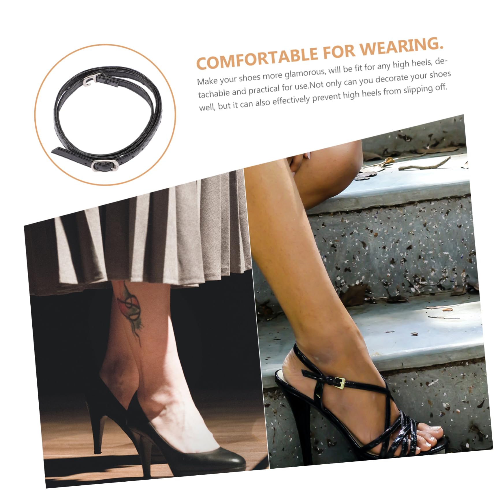 SHERCHPRY cordones de tacones altos extensor de la correa del zapato cordones elásticos cordones de zapatos de cuero correas de tacón para tacones altos imitación de cuero