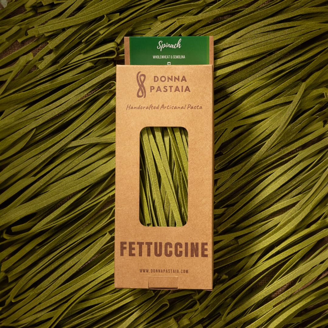 Donna Pastaia Artisanal Pasta | Spinach Fettuccine Pasta | No Maida, No Salt, No Preservatives | Proudly Made in India-250gm (B0CBVRNDWR) Amazon Price History, Amazon Price Tracker