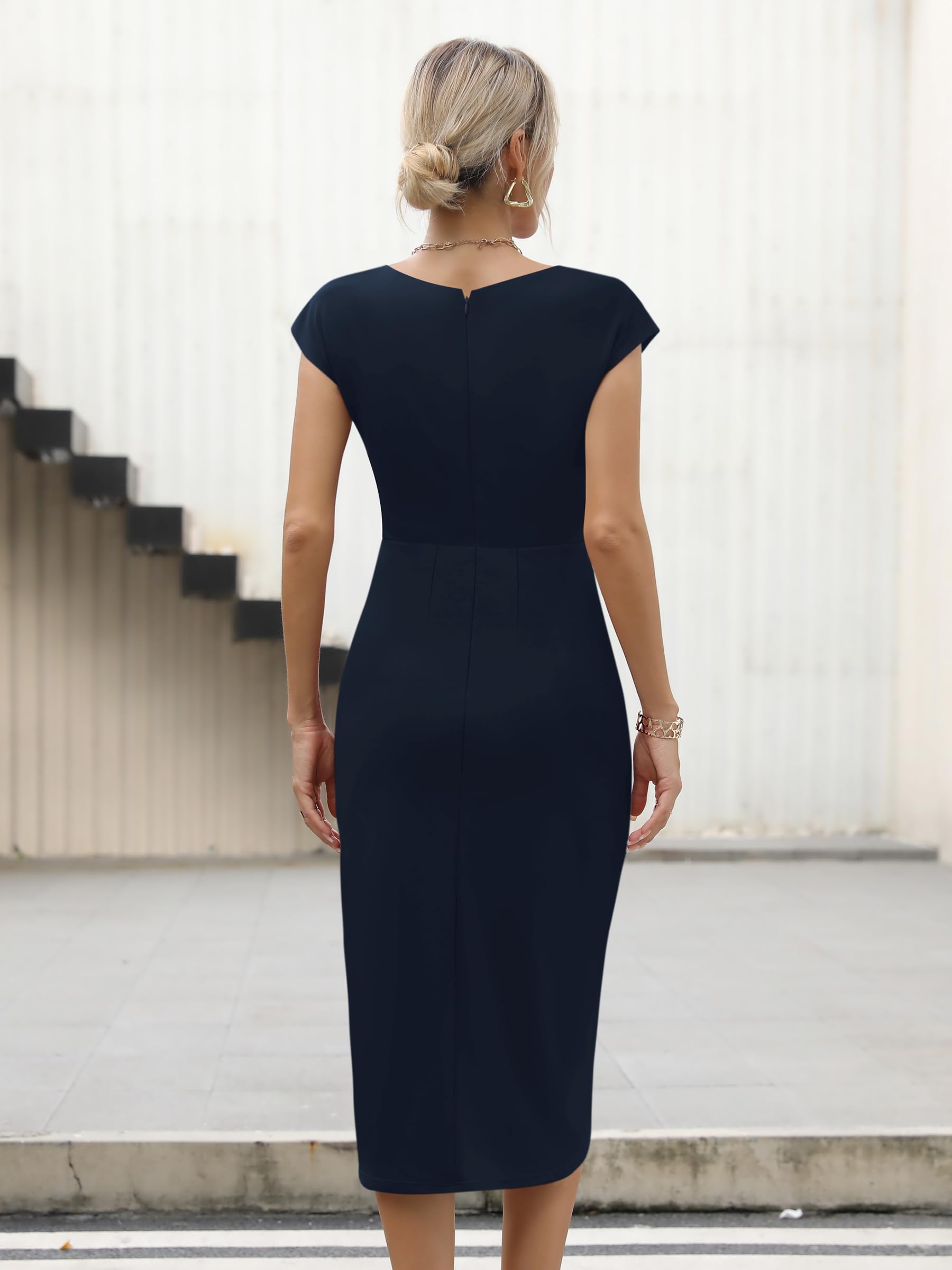Missufe Abito da cocktail da donna, abito da festa, abito midi elegante, aderente