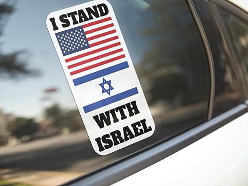 Miniatura 2 de Adhesivo de bandera de Estados Unidos con bandera de Israel, varios tamaños, para uso en interiores y exteriores, AWPS141 (4 x 2.25 pulgadas)