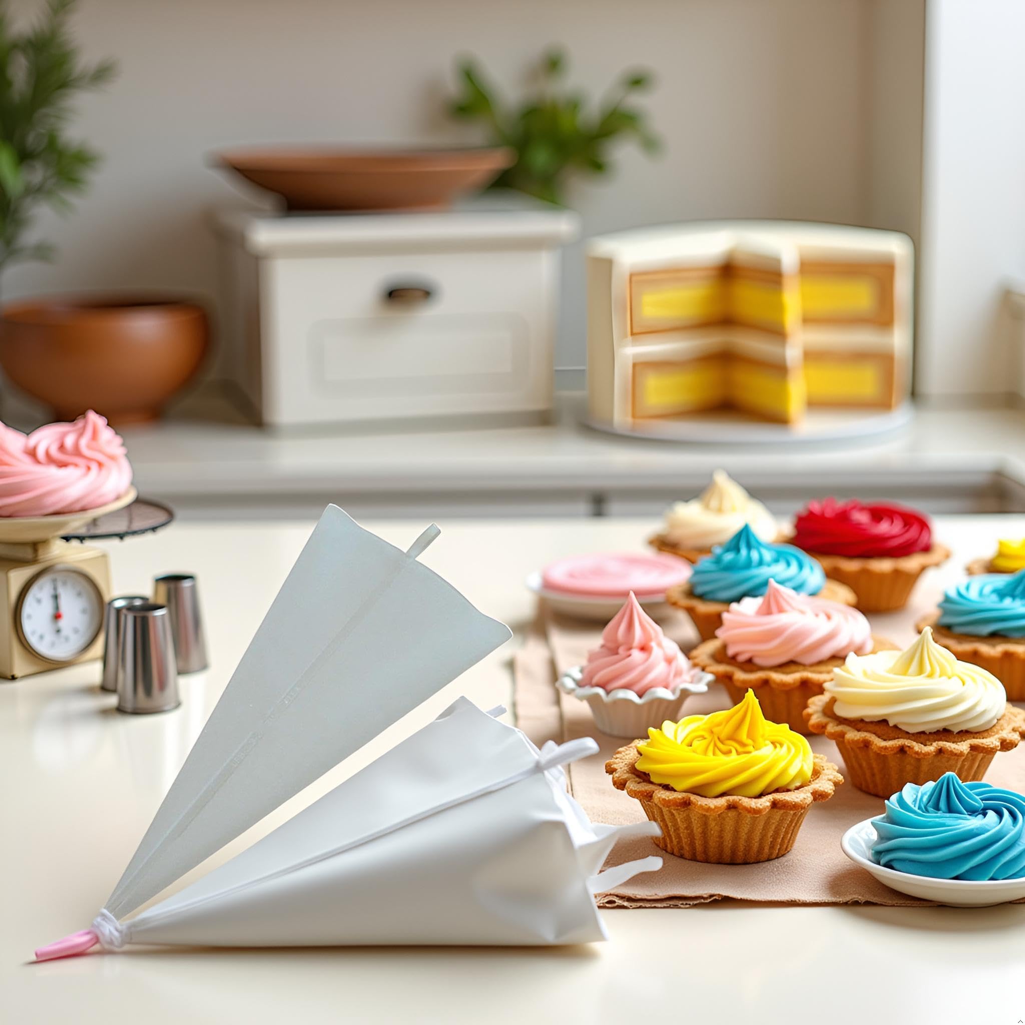 1 manga pastelera reutilizable de silicona blanca, bolsas de pastelería, bolsa de crema como decoración de pasteles, fondant, azúcar, accesorios de cocina, regalo de diferentes tamaños (12 pulgadas)