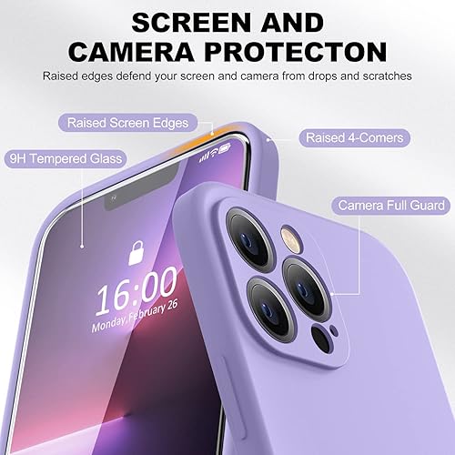 Miniatura 699 de BossKiss Funda compatible con iPhone 14 Pro, silicona mejorada [protección de cámara] [2 protectores de pantalla 9H], forro interior de microfibra