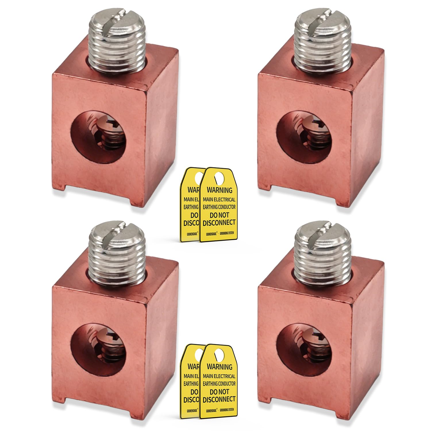 Barra de tierra eléctrica de cobre con 4 terminales neutras de aluminio #4-2/0 AWG