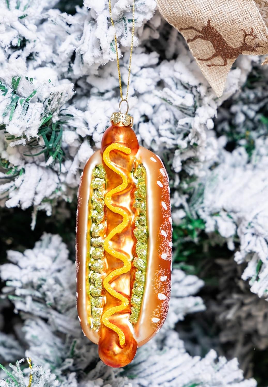 2 Count Glass Hot Dog Christmas Ornament, Blown Glass Hot Dog Ornaments for Christmas Tree - Image 6