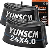 YUNSCM 2-PCS 24 X 4.0 Heavy Duty E-Bike Tire Tubes 24x4.0/4.5 AV32mm Schrader Valve (102/114-507) Inner Tubes Compatible with 24x4.0 24x4.10 24x4.25 24x4.3 24x4.50 Electric Bike Bicycle Fat Tire Tubes