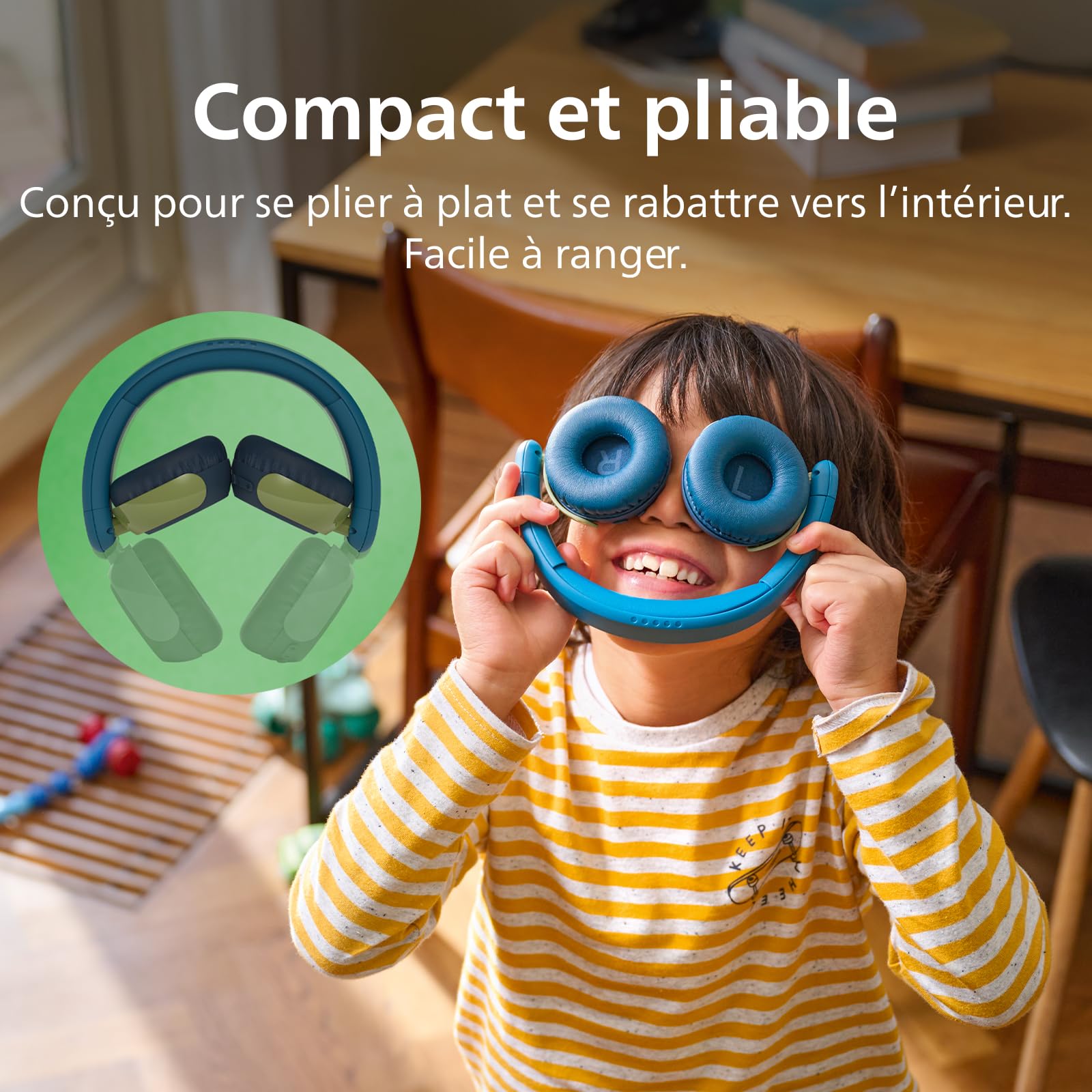 PHILIPS TAK4200CT Casque Pliable Supra-auriculaire pour Enfants de la série 4200 - Volume limité, Partage Audio, câble USB-C Inclus - Cristal Sarcelle