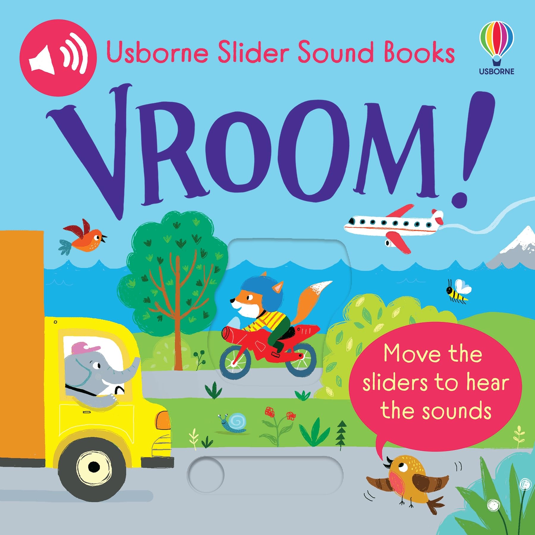 Slider Sound Books: Vroom!: An Interactive Adventure of Animal-Driven Vehicles with Unique Sounds and Sliders―Planes, Trains, Cars, and More
