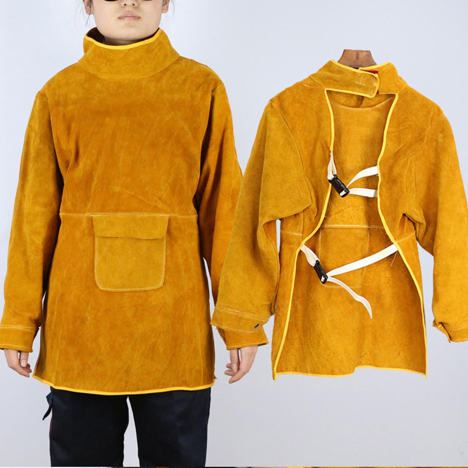 Delantal de Soldadura con Tirantes Ajustables Y Mangas Largas.