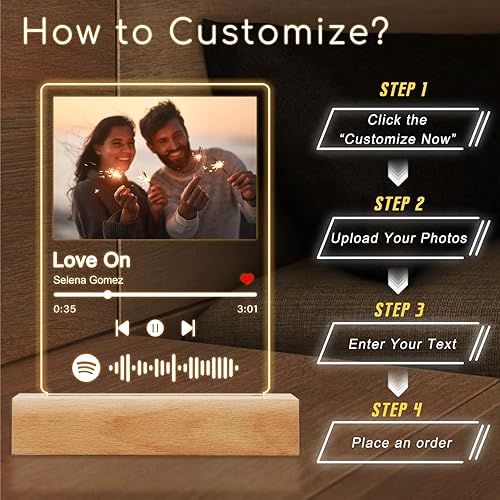 Miniatura 2 de Marco personalizado de Spotify con imagen, regalos de cumpleaños personalizados de San Valentín para él y ella, placa de fotos personalizada con luz