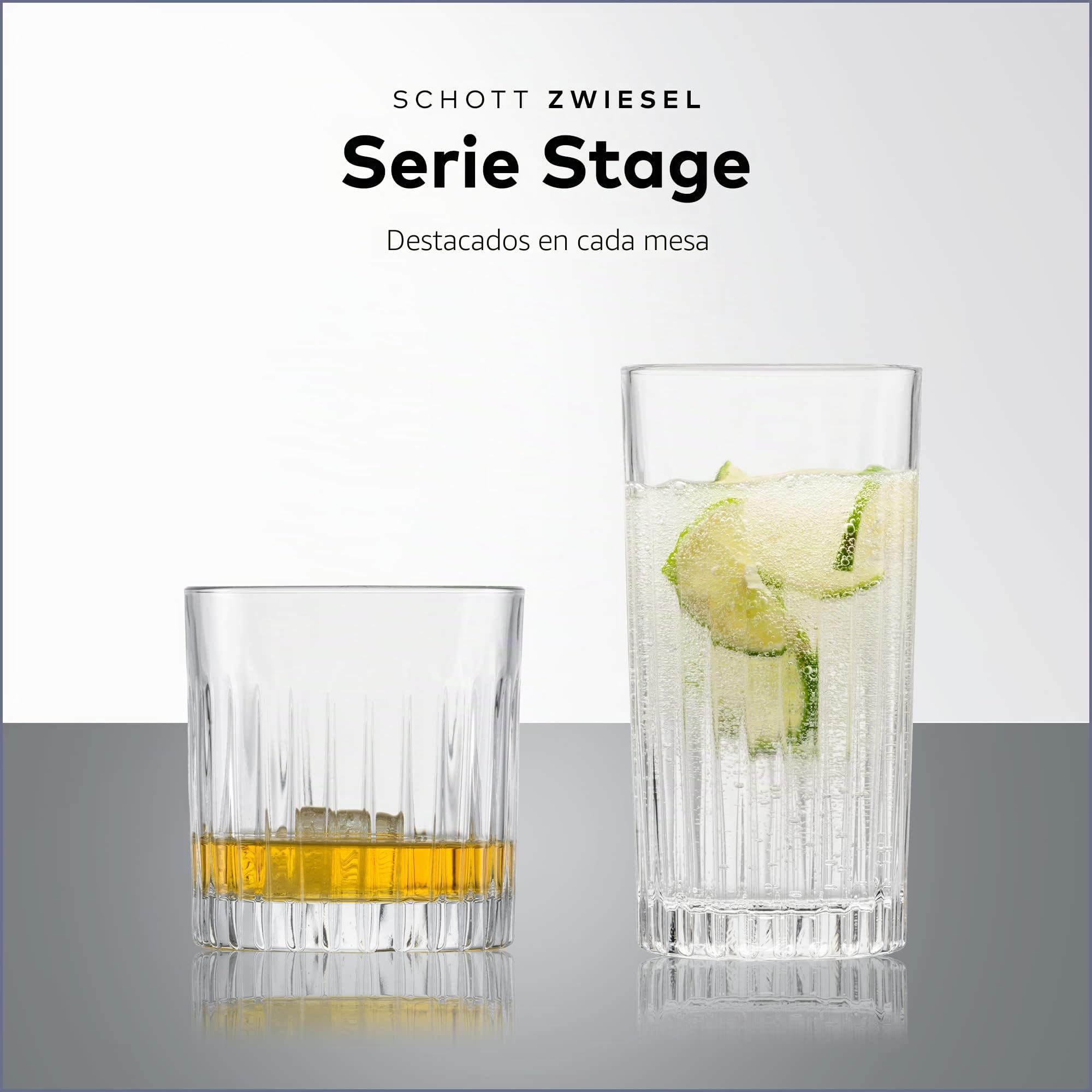 SCHOTT ZWIESEL Juego de vasos Stage (set de 8), 4 vasos largos rectos y 4 vasos de whisky con relieve, vasos de cristal aptos para lavavajillas (nº art. 121882)