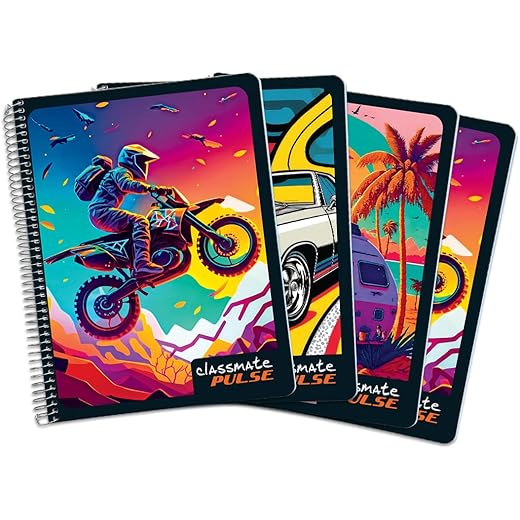 Classmate Pulse Spiral Notebook Pack of 4 200 Pages 0cm