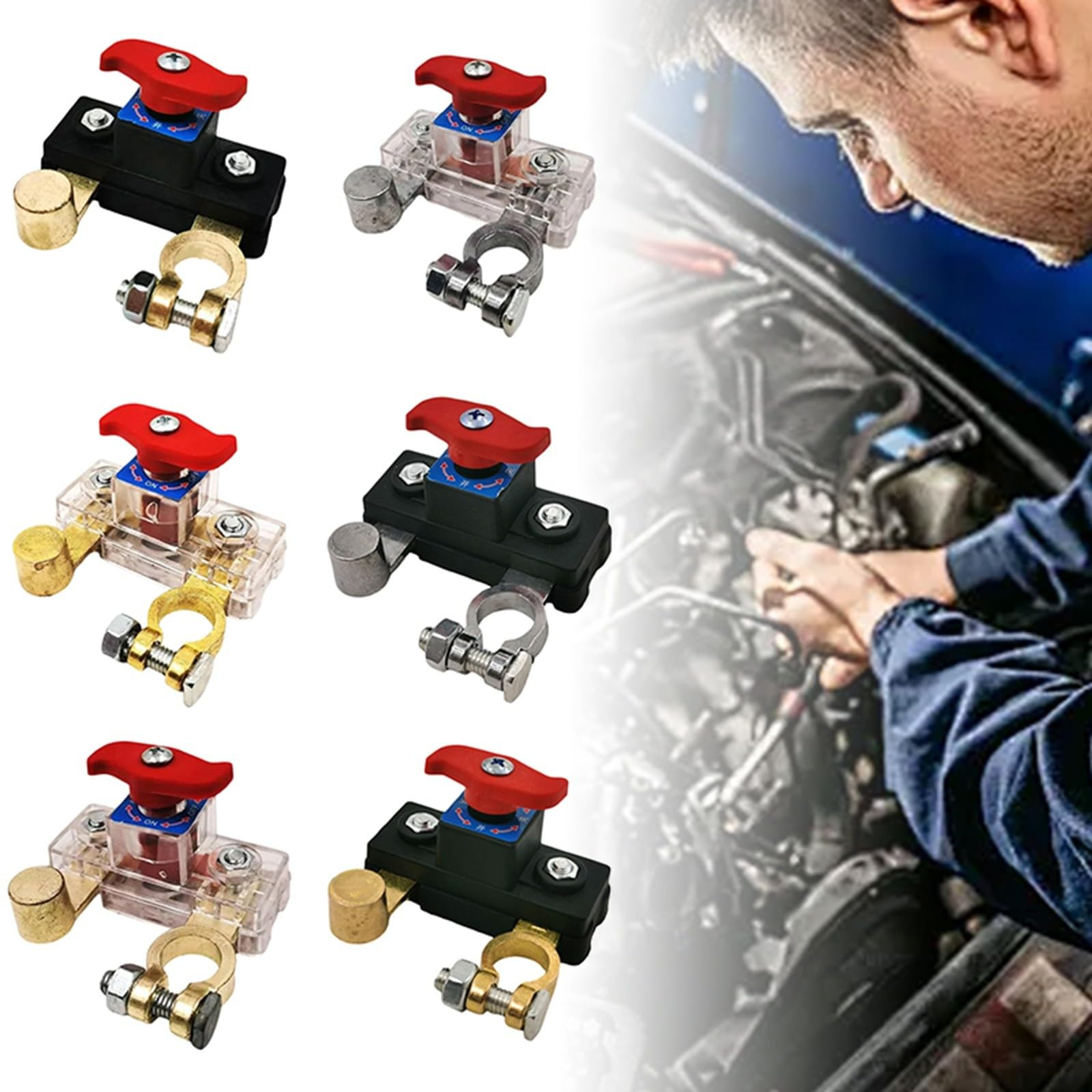 Universal Battery Disconnect & Leak Protector, Waterproof Solid Copper Conductivity Car Battery Disconnect Switch, Circuit Breaker Protector for Multiple Models (Pure Copper) - 4