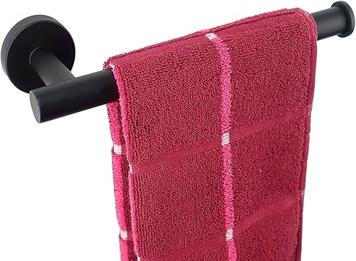 TocTen Toallero de manoanillo de toalla  Barra gruesa de toalla de mano de acero inoxidable SUS304, 9 pulgadas resistente montado en la pared (negro