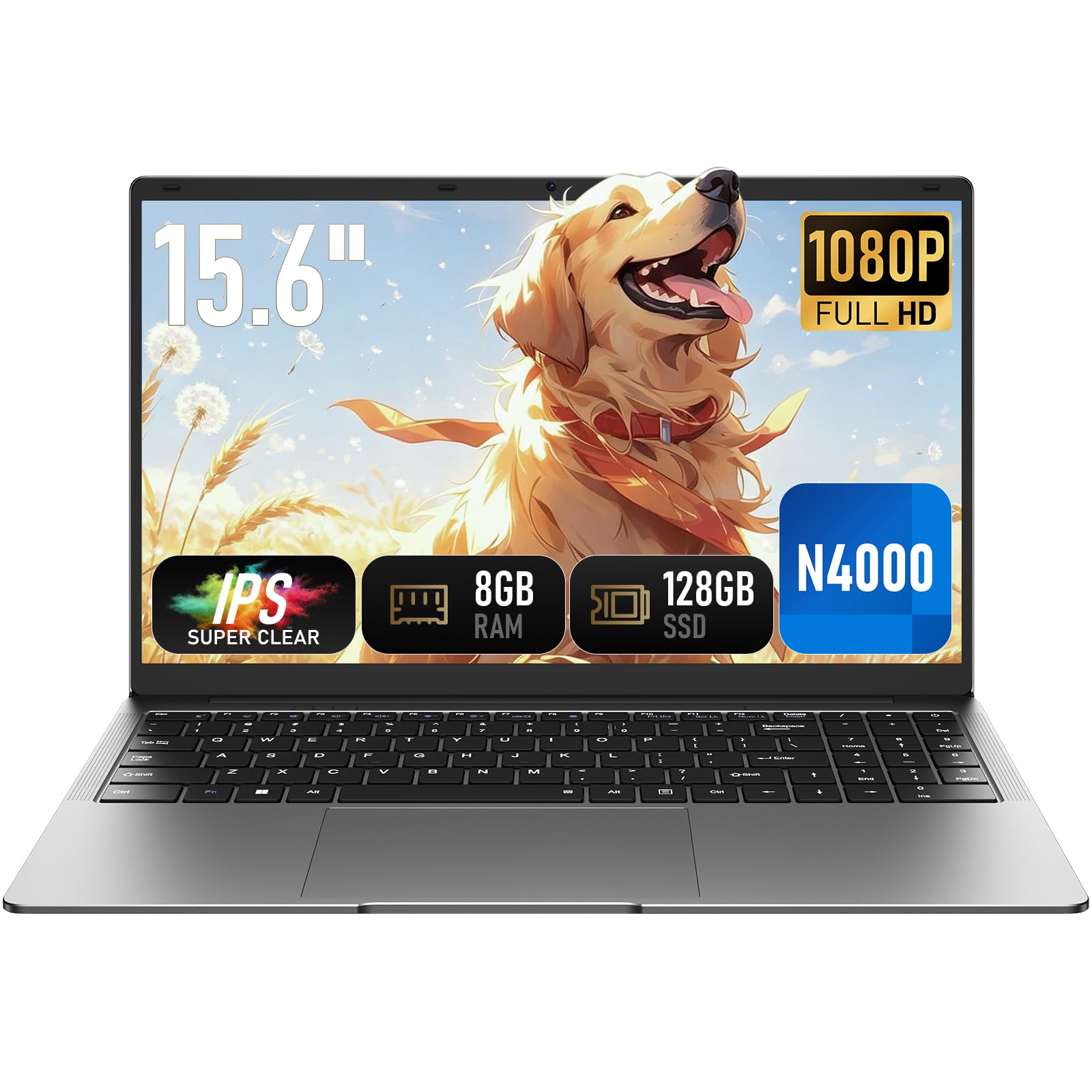 Laptop 15,6" 8 GB 128 GB,PC Portatile schermo, processore N4000fino a 2.6GHz, Wi-Fi 5 dual-band, Bluetooth 4.2, USB-A, HDMI, schermo FHD 1920 x 1080 5000mAh