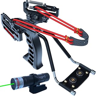 Professional Hunting Slingshot Alloy Heavy Slingshot Powerful High Speed Catapult Slingshot Set Sandalwood Handle with 3 Rubber Bands