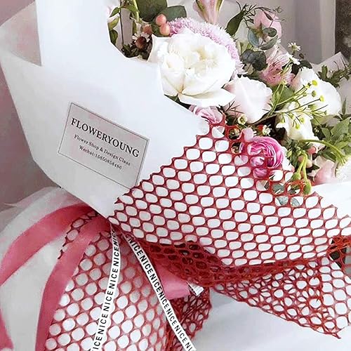 Miniatura 6 de Rollo de papel de regalo floral de malla de puntos blancos de 1.6 x 30 pies, ramo de flores de tul, paquete de red de tul, rollo de papel, ramo de