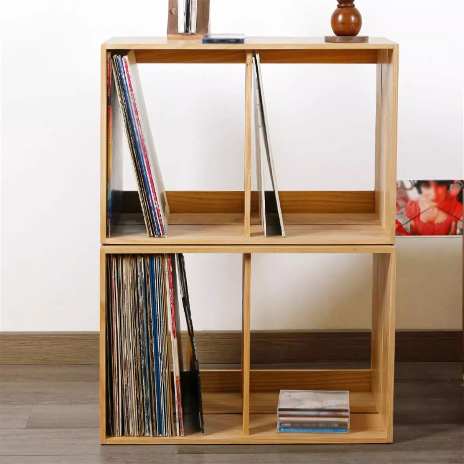 Ufficio Porta dischi in vinile Album CD in legno a pianta aperta Scaffale porta dischi