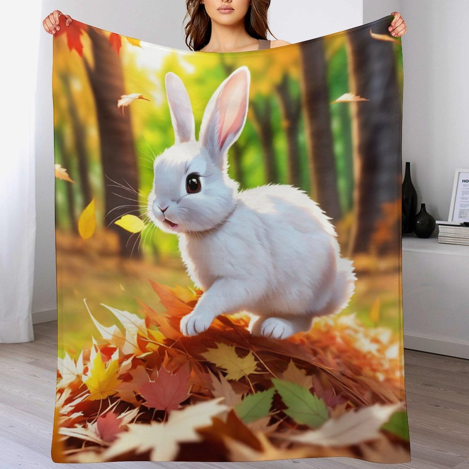 Manta de franela tacto conejo premium de 150x200 cm con acabado suave