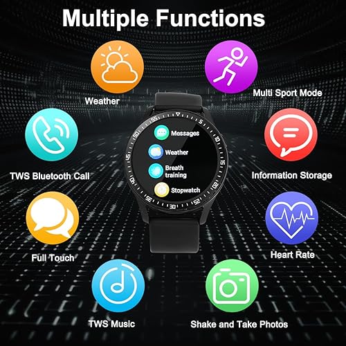 Miniatura 4 de VOVOAEWACH Reloj inteligente con auriculares, reloj de fitness redondo de 1.32 pulgadas, reloj Bluetooth 2 en 1 con paso, calorías, monitor de