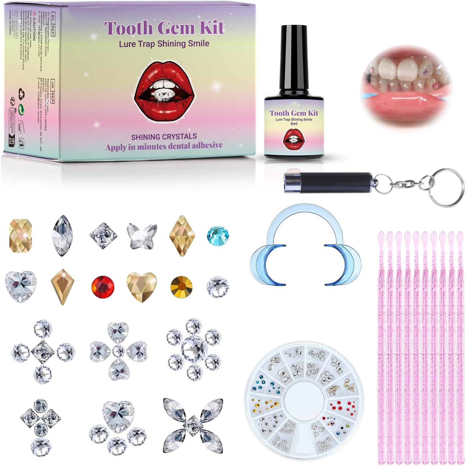 DIY Tooth Gem Kit – 120 Sparkling Crystals for Teeth, Fashionable Tooth Jewelry Starter Kits, Professional Teeth Gems Kit for Personal Style
