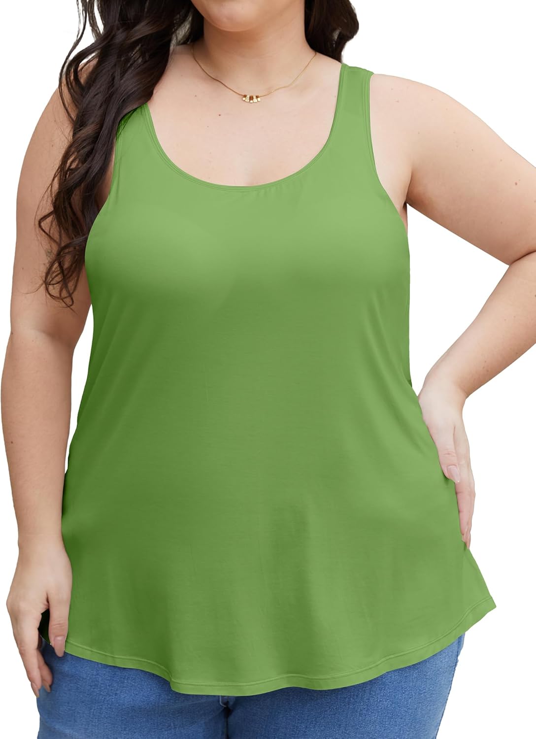 FOREYOND Plus Size Tank Top with Shelf Bra for Women Camisole Tops with Built in Bra Cotton Undershirts 1XL-5XL - Image 4