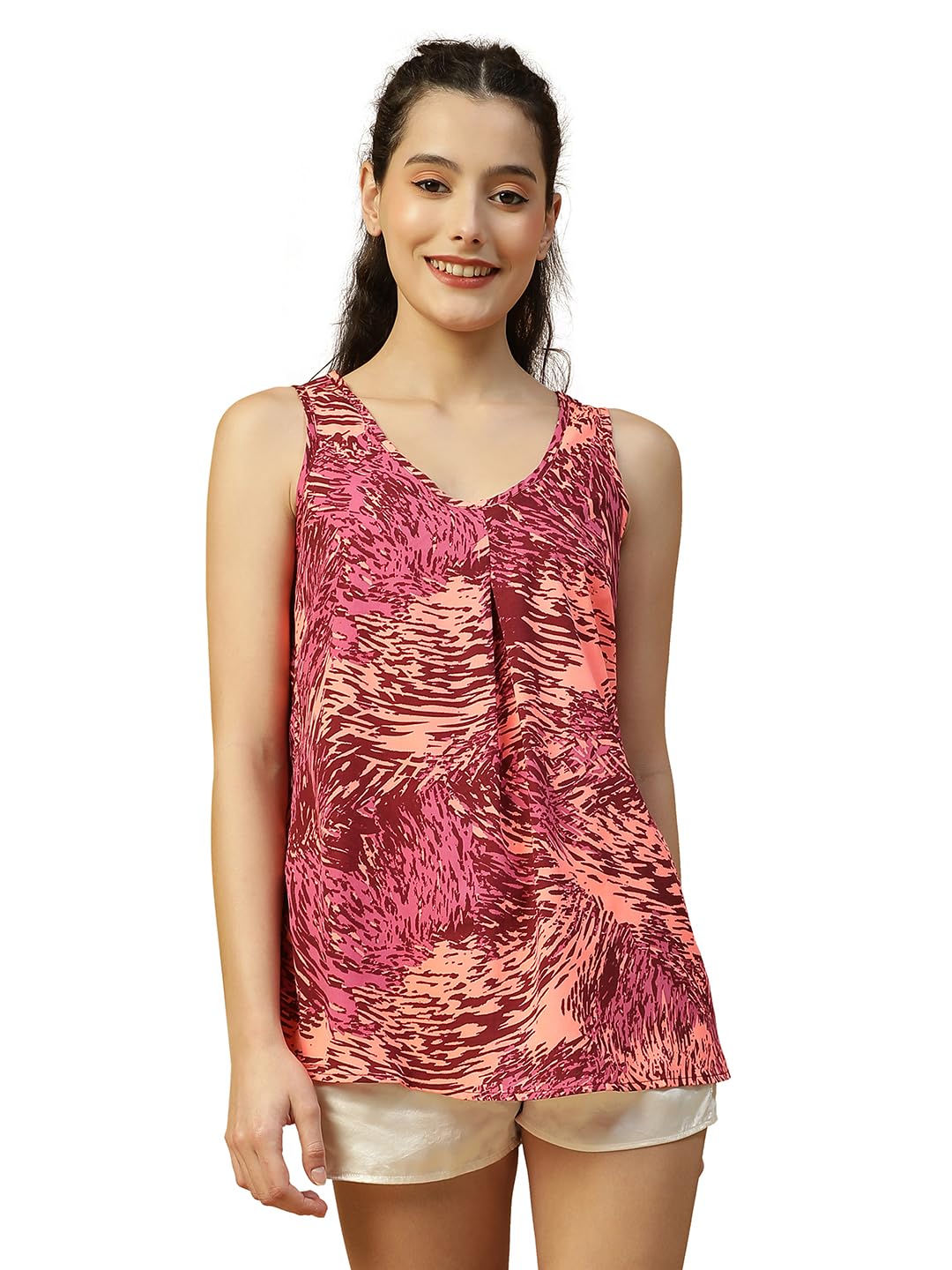 oxolloxo Women Printed V-Neck Sleeveless Nightwear Cami Top-picture-22