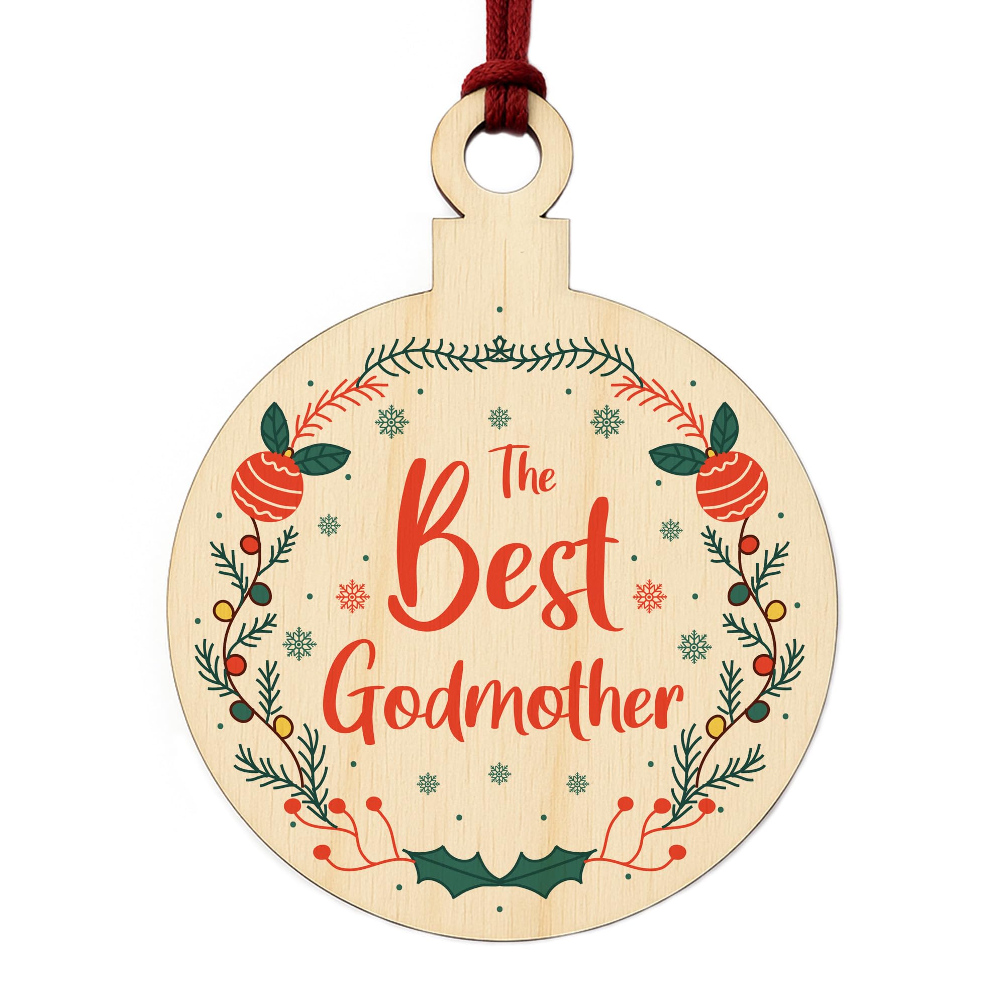 Red Ocean Best Godmother Christmas Bauble Tree Decoration Gift For Godmother Godparents