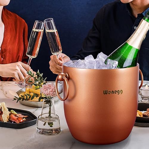 Miniatura 35 de Cubo de hielo con tapa, cuchara, pinzas y colador, acero inoxidable aislado bien hecho, mantiene el hielo congelado durante más tiempo, ideal