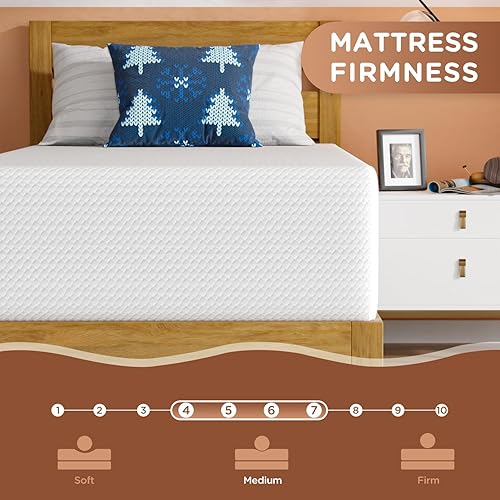 Miniatura 12 de PayLessHere Colchón individual de 12 pulgadas Colchón de espuma viscoelástica de gel firme media Blanco con funda con cremallera lavable