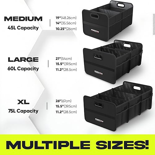 Miniatura 3 de FORTEM Organizador de maletero de automóvil, organizador plegable de dos compartimentos, almacenamiento plegable para SUV y camión para accesorios