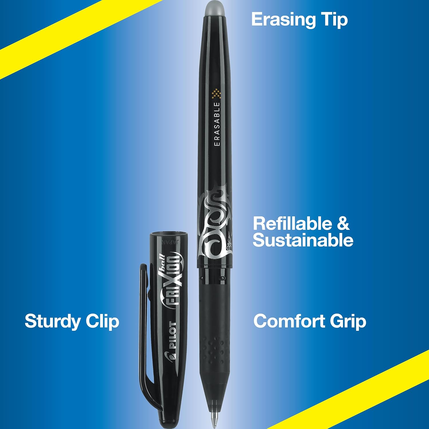 PILOT FriXion Ball Erasable & Refillable Gel Ink Stick Pens, Fine Point, Black & Blue Ink, 14-Pack