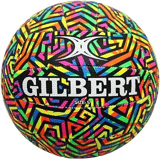 Gilbert Glam Spiral Netball - Size 5 Official Training Netball - Durable Rubber Surface for All Weather Play - Rainbow Spiral Design