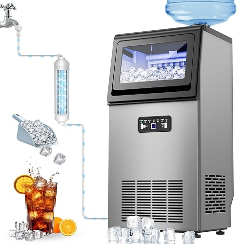 Vista 15 de Máquina comercial para hacer hielo debajo del mostrador de 88 libras/día con almacenamiento de 55 libras, 15 pulgadas de ancho, máquina de hielo