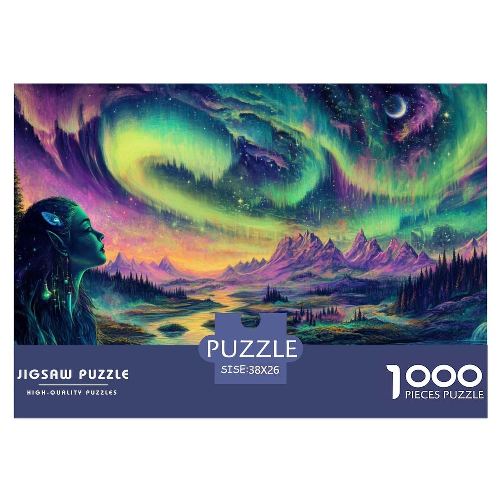 Jigsaw Puzzles Aurora 1000 Piece Challenge Game for Adults,Fantasy Nature Impossible Jigsaw Puzzle 1000 Piece Educational Games for Adults Or Families 38x26cm/1000pcs