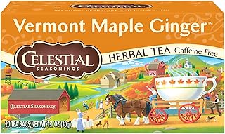 Celestial Seasonings Herbal Tea, Vermont Maple Ginger, Caffeine Free, 20 Count (Pack of 6)