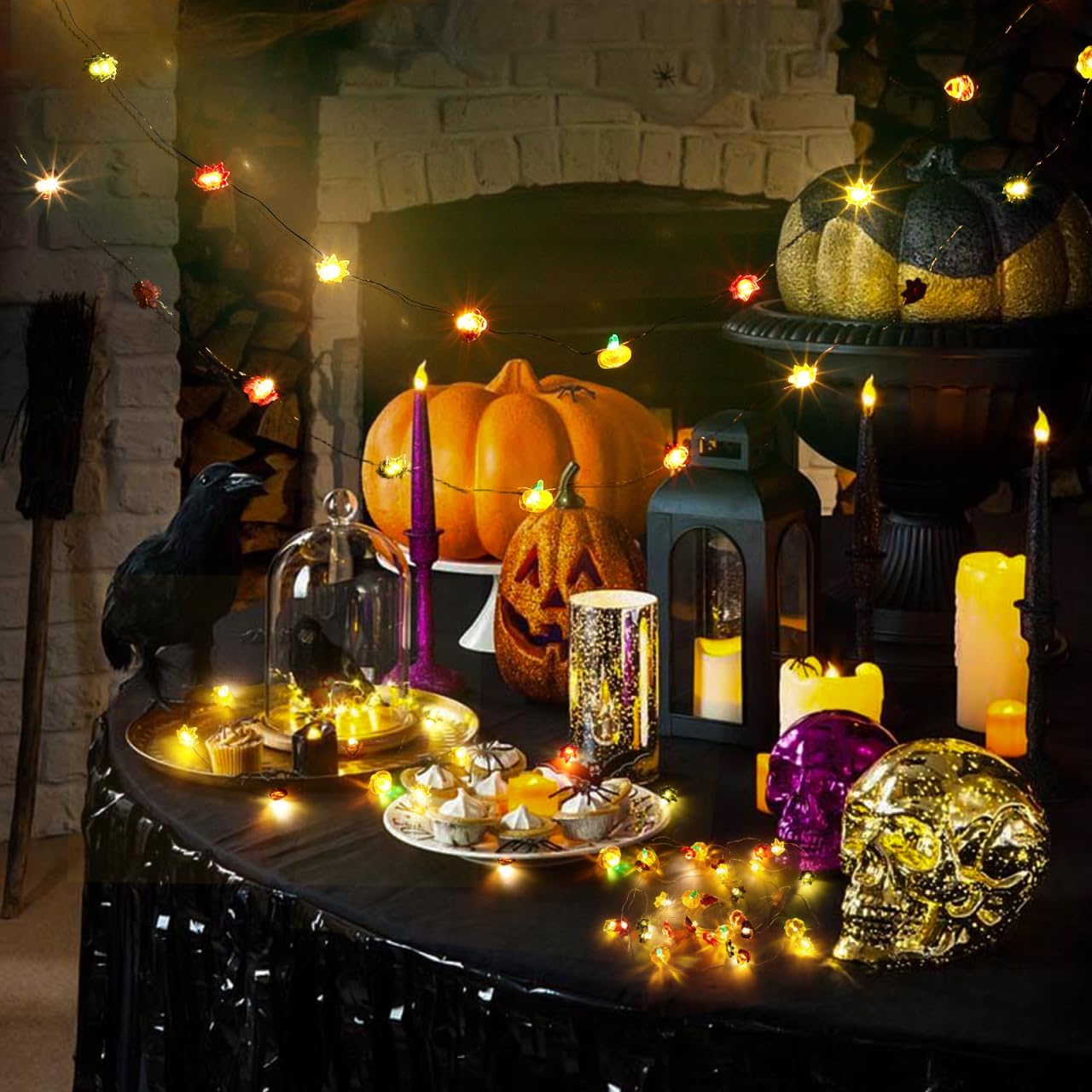 Halloween Indoor Led String Lights 118In Copper Wire Fall Decorative Lights for Bedroom Party Autumn Thanksgiving Decoration