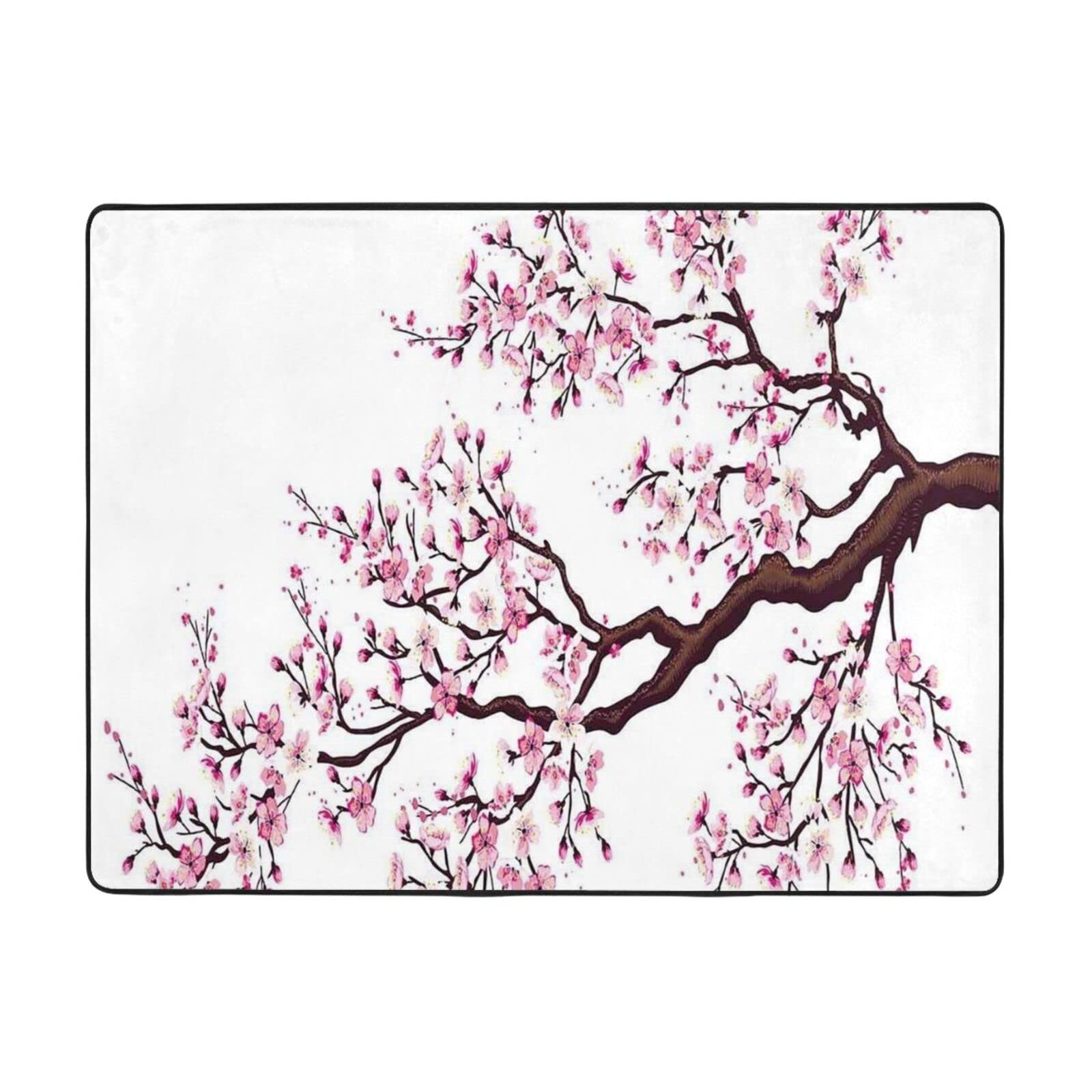 Tapis motif cerisier en fleurs pour salon chaleureux et décoration zen