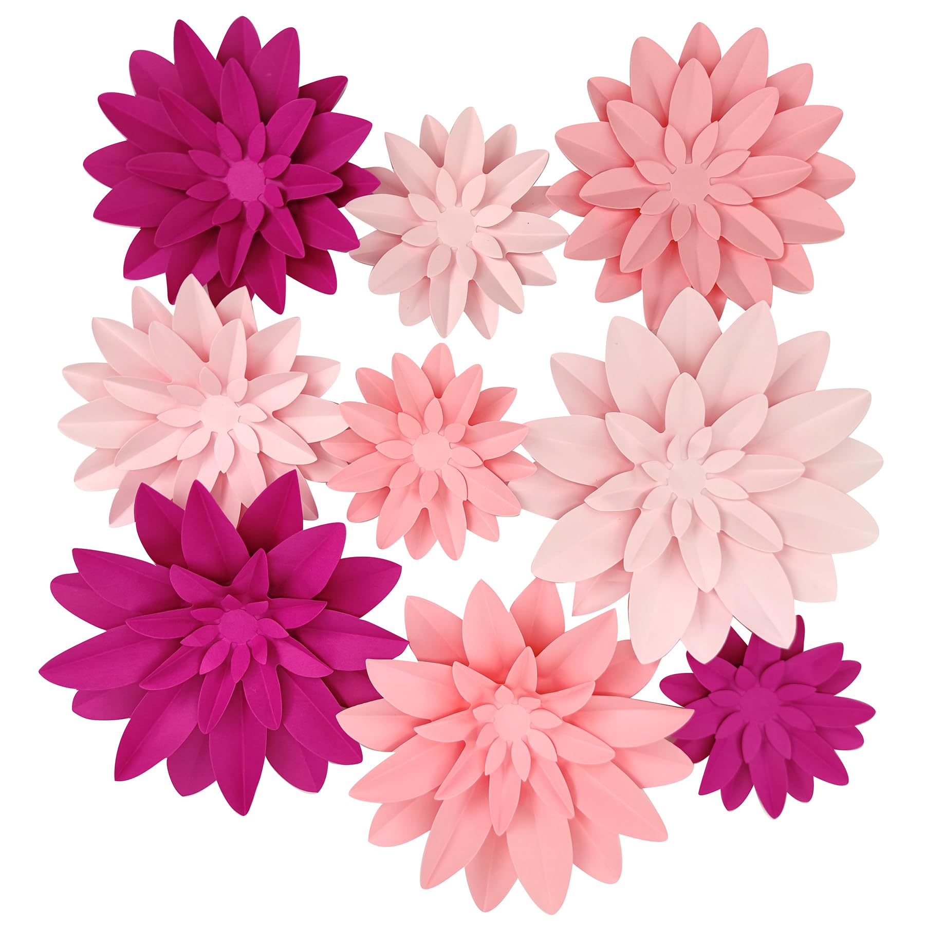 Mybbshower 3D Paper Flower for Wall Wedding Backdrop Bridal Shower Party Centerpieces Home Wall Decor Pack of 9 (Pink)