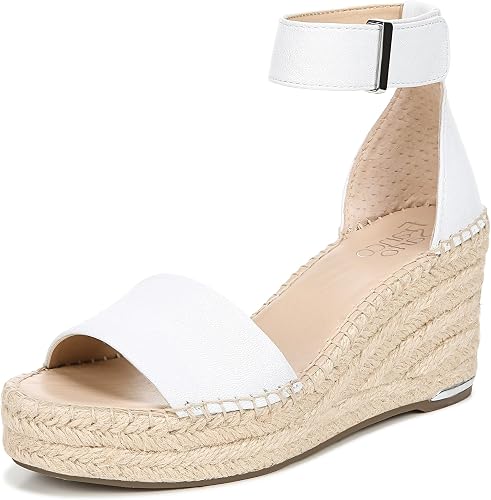 Franco Sarto Womens Clemens Jute Wrapped Espadrille Wedge Sandals White Leather 