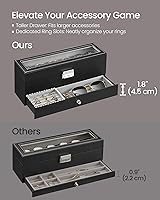 Vista 13 de SONGMICS Caja de reloj, organizador de 20 ranuras para reloj con tapa de vidrio grande, almohadas extraíbles, cerradura de metal, regalo para seres