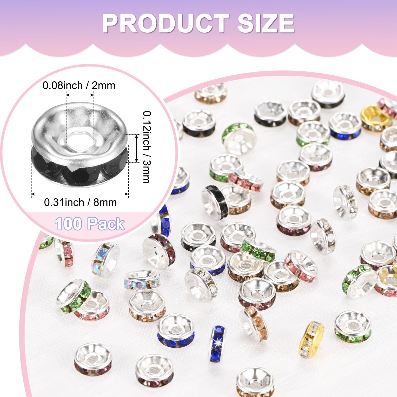 M METERXITY 100-Pack Rondelle Spacer Beads - Image 3