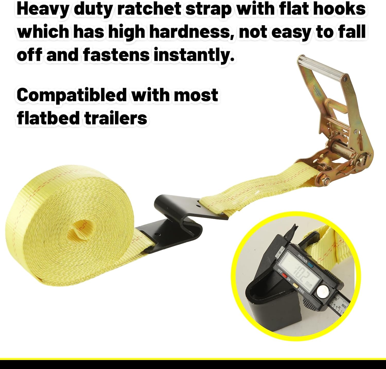 4 Pack 2 Inch Ratchet Straps Heavy Duty 27ft Tie Down Straps Ratchet Flat Hook, 10000 LBS Break Strength, Cargo Ratchet Strap for Moving, Truck, Trailers, Motorcycles, Kayaks, Car Roof - Image 4