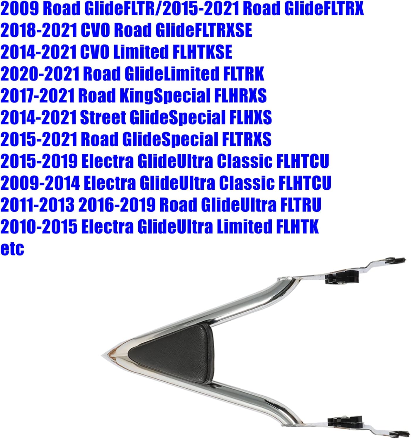 22 Backrest Sissy Bar Detachable w/pad Replacement for CVO Road Glide Street Touring Road King 2009-2021 Sliver