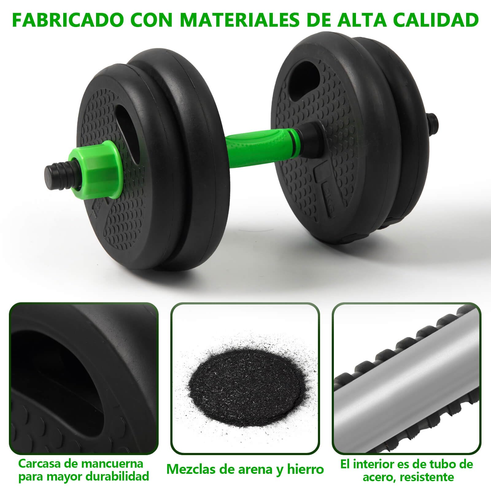 Pesas y Mancuernas Ajustables 10/15/20/30/40 KG Juego de Pesas 3en1 con Barra Recta y Curva, Mangos Antideslizantes, Kit Mancuernas para Gimnasio en Casa