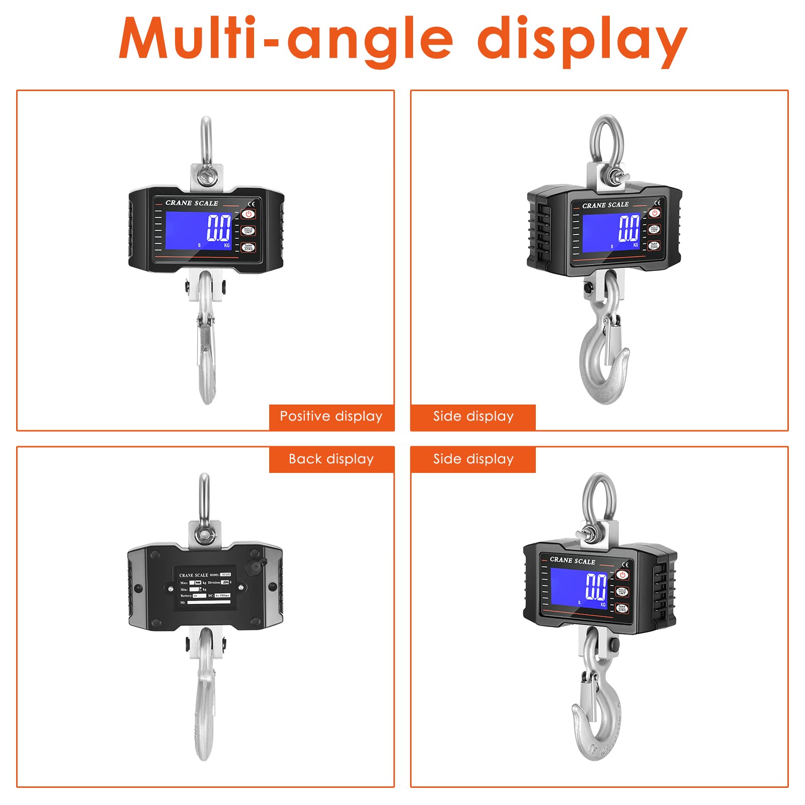Bascula Gancho Industrial 1000kg, Báscula de Grúa Digital de Alta Precisión Báscula Colgantes Balanza Digital de Grúa LCD Inteligente con Control Remoto