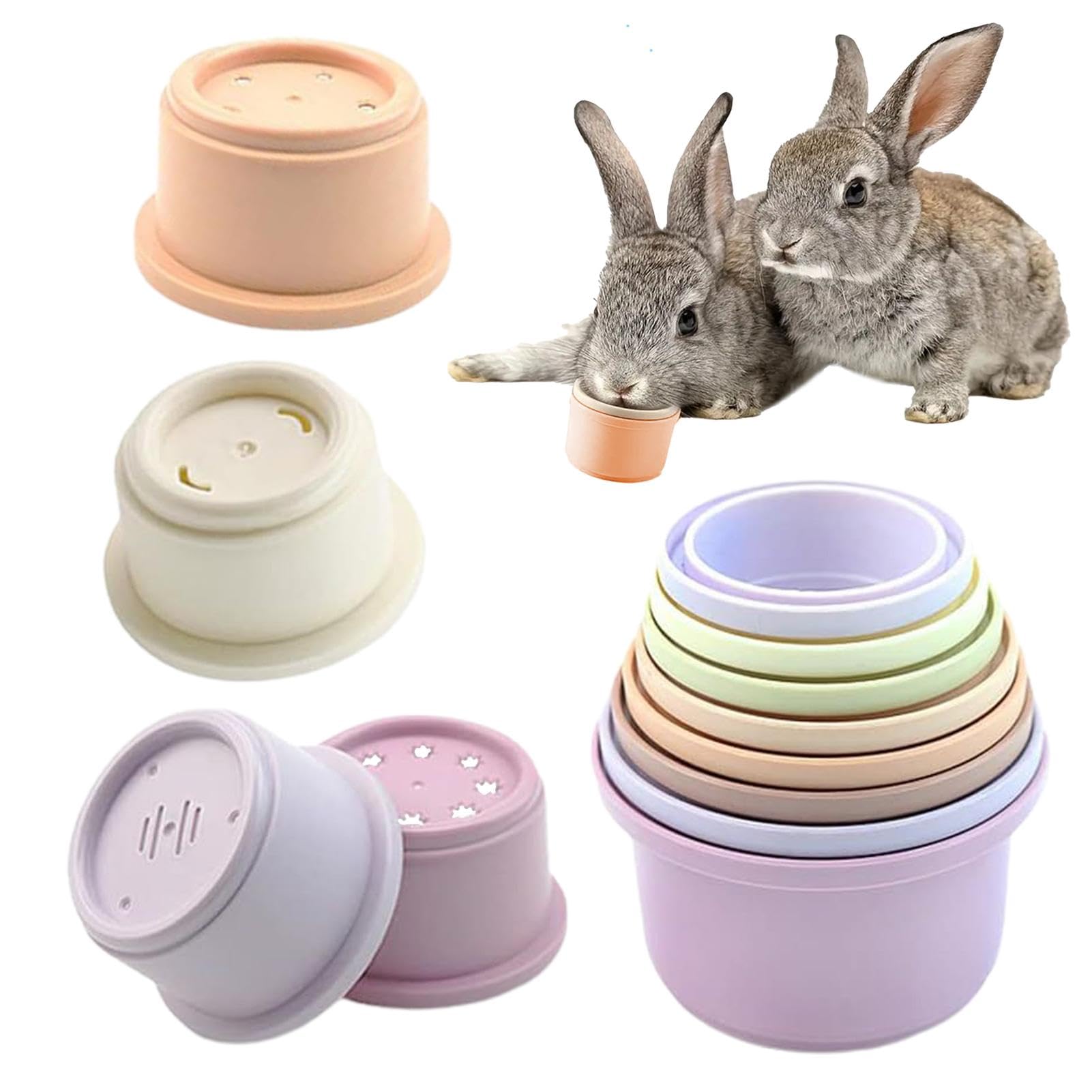 Rabbit Stacking Cups - Multi-Colored Bunny Toys of Different Sizes | Snack Cups, Enrichment Toys for Bunny, Hamster, Small Animals