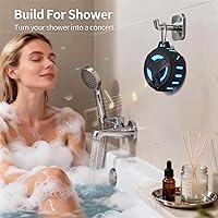 Vista 3 de EBODA Altavoz de ducha Bluetooth, altavoces Bluetooth portátiles, altavoz inalámbrico impermeable IP67 con luz LED, flotante, 2000 mAh, estéreo